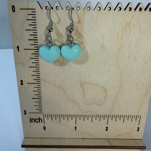 Mint  Chunky Heart Dangle Earrings